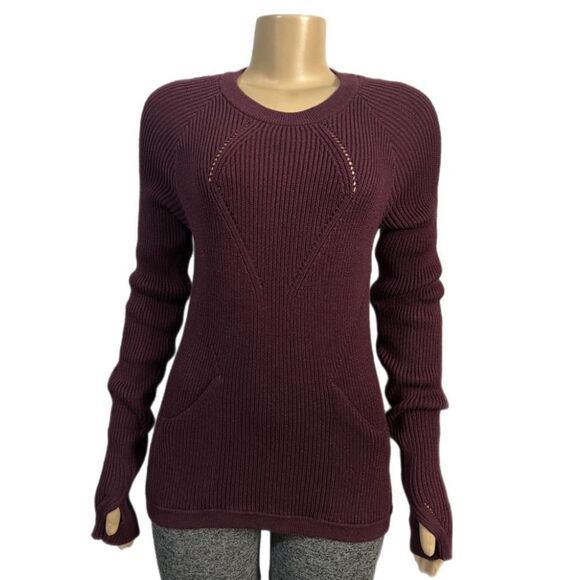 Lululemon The Sweater The Better Heathered Bordeaux Drama Knit Pullover 8 NWOT - Picture 12 of 16